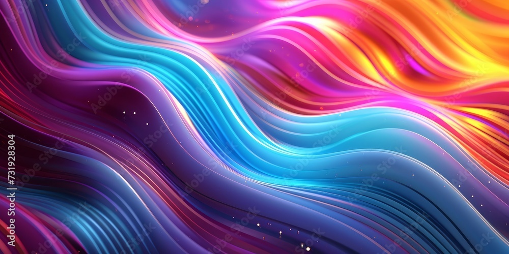 abstract colorful background with wavy lines, digital wallpaper, Generative AI