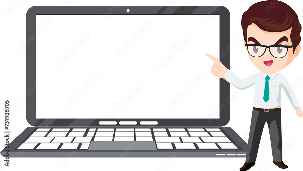 business man present with technology