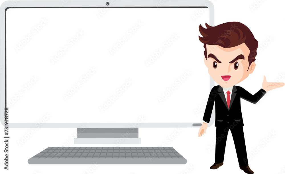 business man present with technology