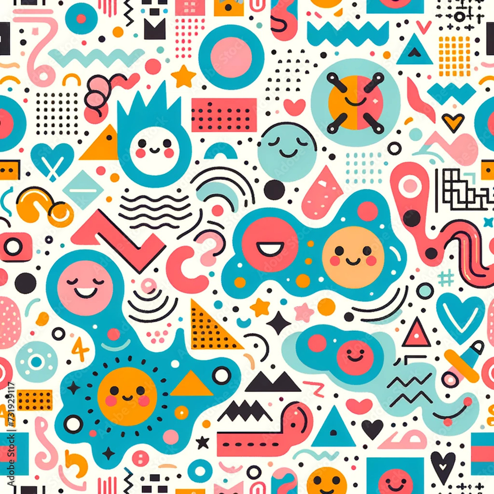 Background seamless pattern vector with cute memphis. Background seamless pattern vector with cute memphis.