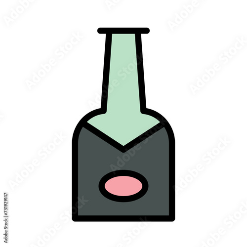 Party Wine Bottle Filled Outline Icon