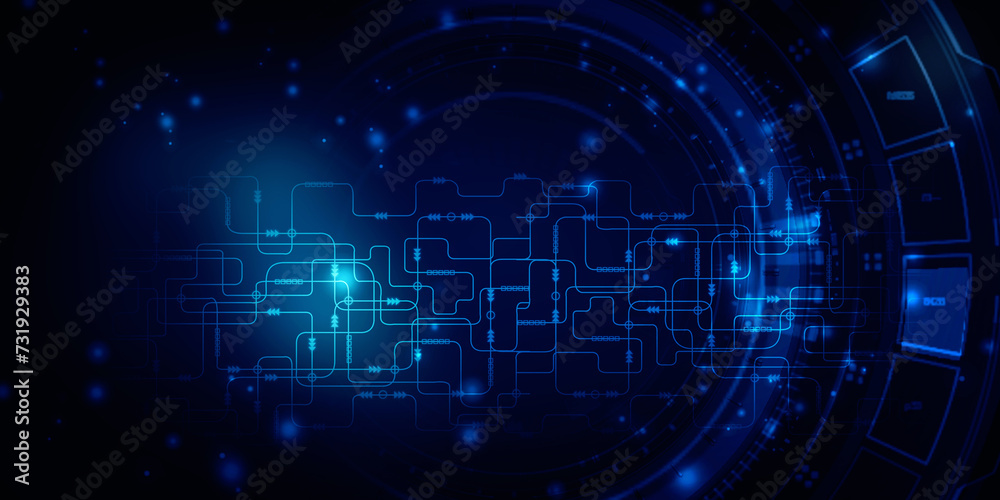 Fototapeta premium 2d illustration Abstract futuristic electronic circuit technology background