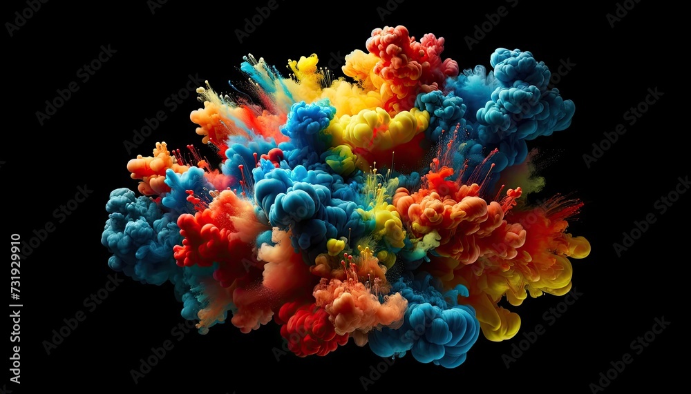 Underwater Color Burst: Abstract Ink Explosion