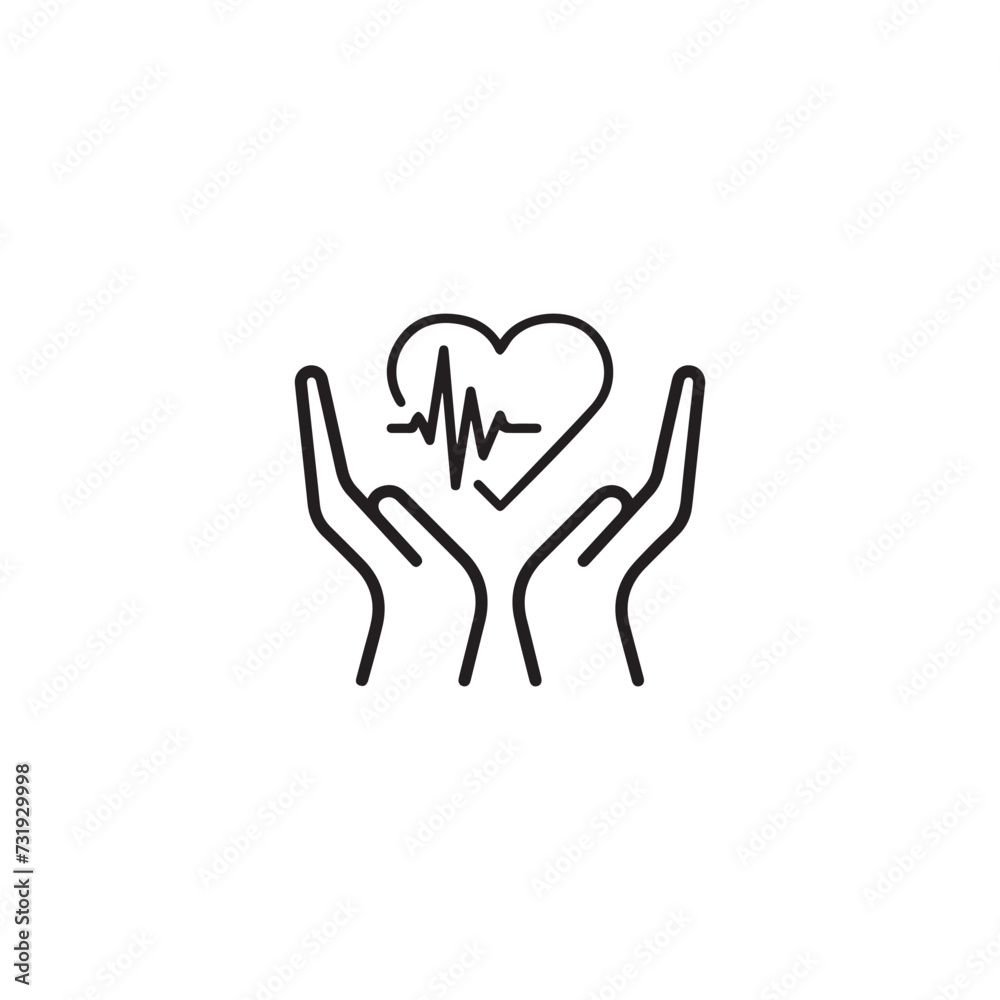 Heart beat concept. Hand holding a heart editable stroke outline icon isolated on white background flat vector illustration. Pixel perfect. Heart beat concept. Hand holding a heart editable stroke outline icon isolated on white background flat vector illustration. Pixel perfect.