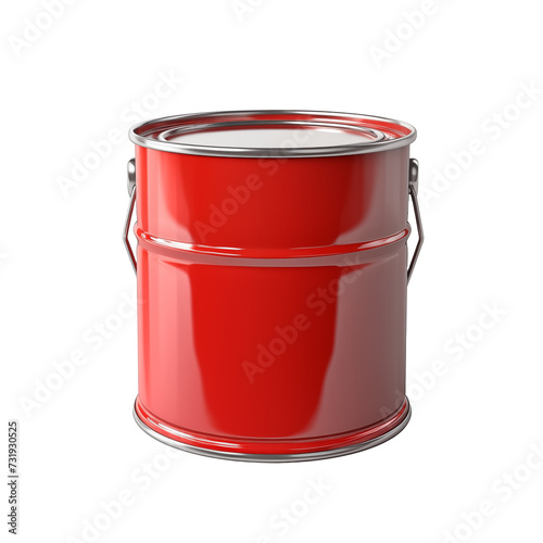 Red paint can with paint isolated on transparent and white background. Ideal for use in advertising. Generative ai