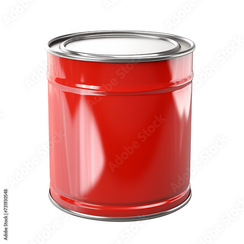 Red paint can with paint isolated on transparent and white background. Ideal for use in advertising. Generative ai