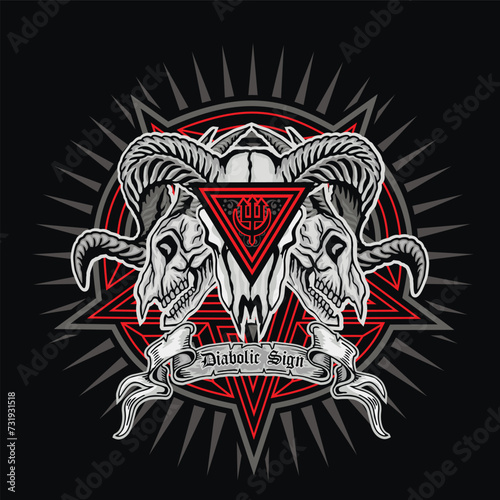 Gothic sign with skull, grunge vintage design t shirts