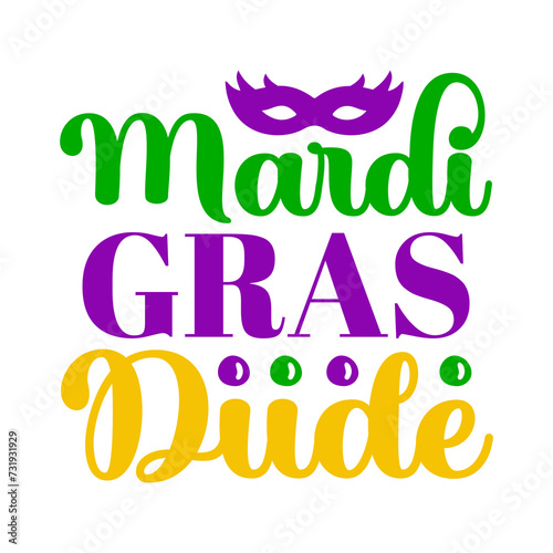 Mardi Gras typography design on plain white transparent isolated background for card, shirt, hoodie, sweatshirt, apparel, tag, mug, icon, poster or badge