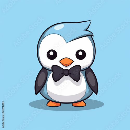 flat logo cute penguin cartoon vector icon illustration animal nature icon