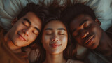 Diverse Triad of Young Polyamorous Sleeping Together 