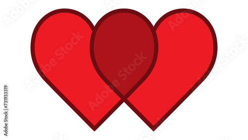 Two red hearts are intertwi...