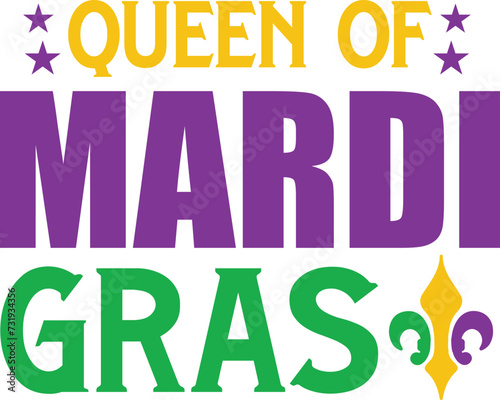 Mardi Gras typography design on plain white transparent isolated background for card, shirt, hoodie, sweatshirt, apparel, tag, mug, icon, poster or badge