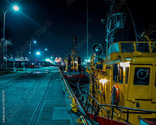 Obraz na płótnie Port nocą w salonie