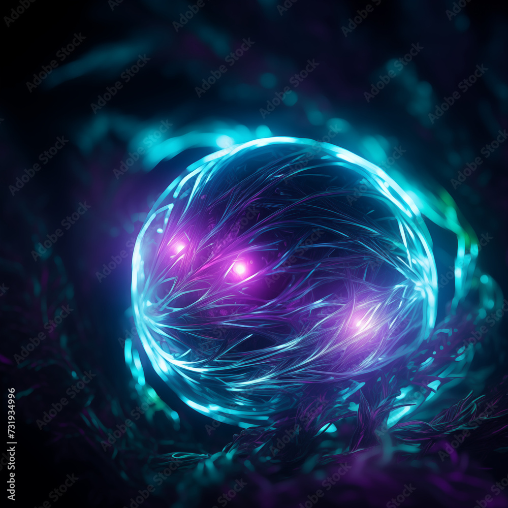 Obraz premium Luminous Energy Orb with Abstract Fibers
