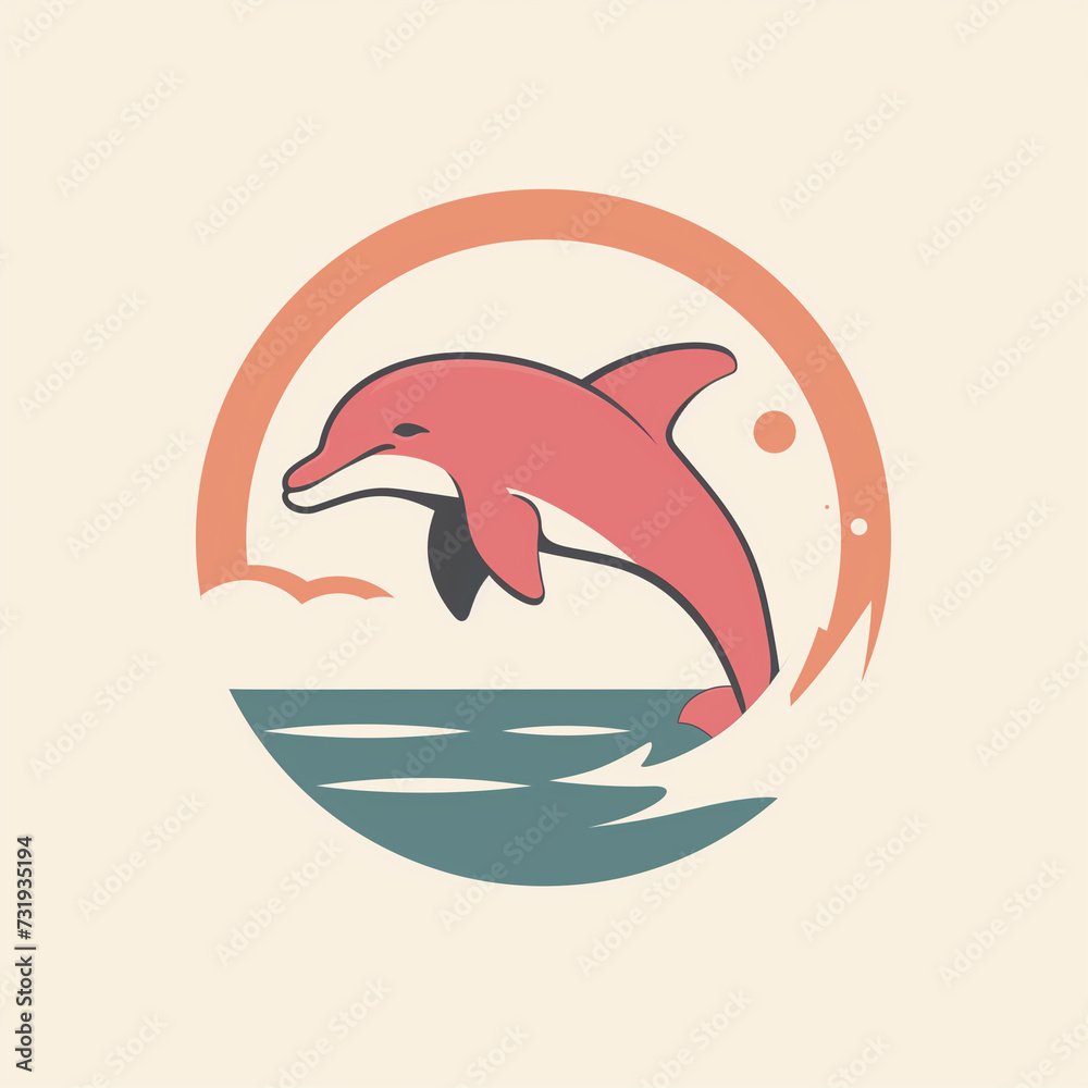 Naklejka premium Flat modern logo dolphin vector icon illustration 