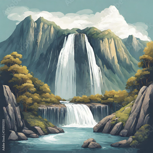 illustration of a beautiful mountain view