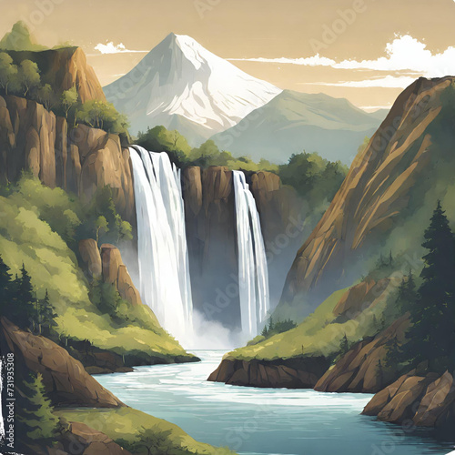 illustration of a beautiful mountain view