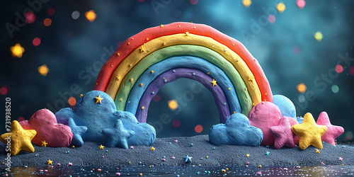 bright colorful cute cartoon 3d background © Oleksandr