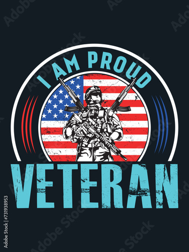 I am  Proud Veteran T-shirt Design. USA Veteran T-shirt Design. T-shirt Design. (ID: 731938953)