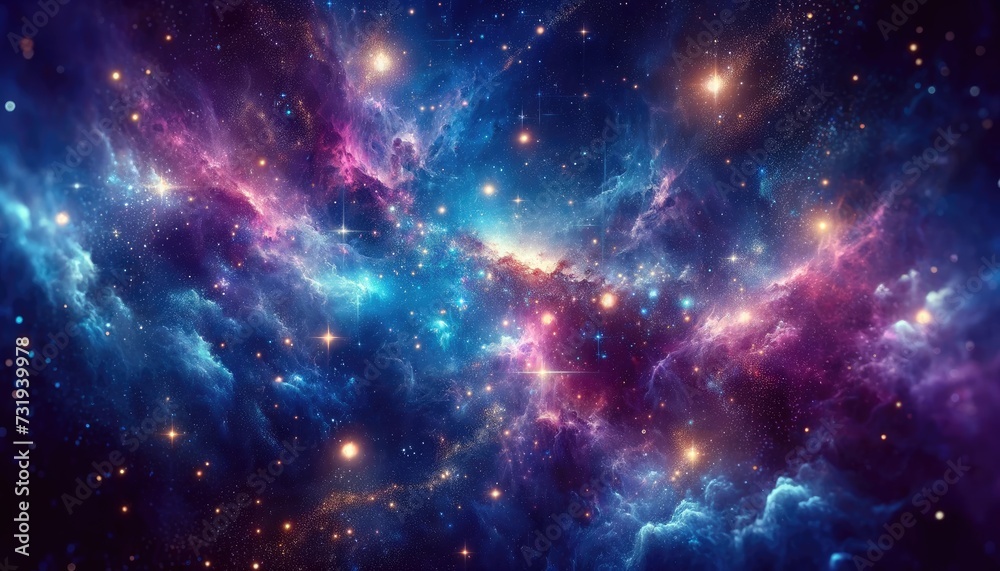 Mystical Cosmic Nebula and Starfield Background