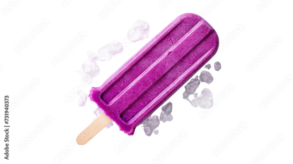 Purple ice cream on a stick. Isolated on a transparent background.