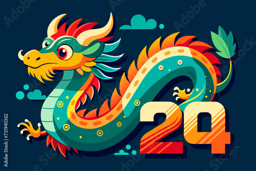 happy new year 2024 concept design chinese dragon