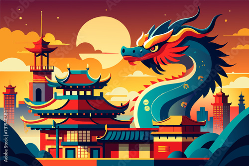 happy new year 2024 concept design chinese dragon