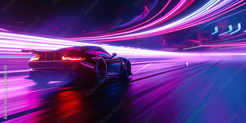 Retro Sythwave 80s style, pink car, vehicles, ultra wide background Retro Sythwave 80s style, pink car, vehicles, ultra wide background