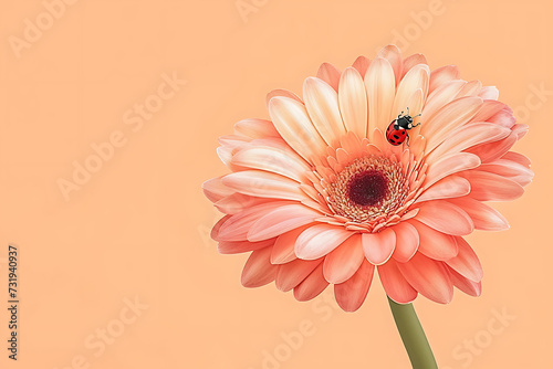 a pink gerbera flower has a ladybug on it inyl