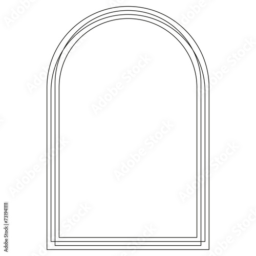 Boho frame arch vector illustration modern minimalistic retro aesthetic linear arc portal logo bohemian design element mystical geometric abstract border