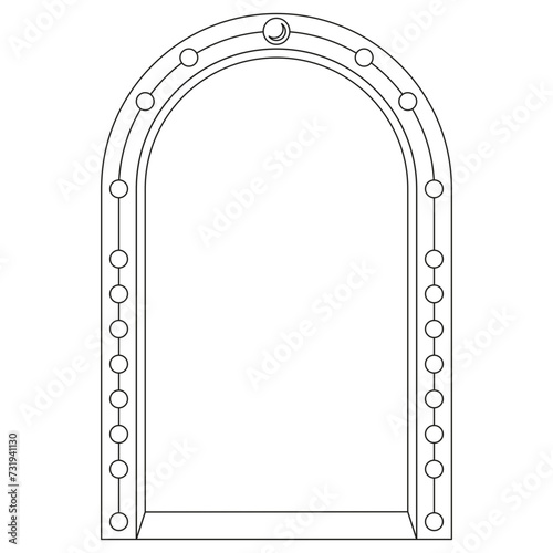 Boho frame arch vector illustration modern minimalistic retro aesthetic linear arc portal logo bohemian design element mystical geometric abstract border