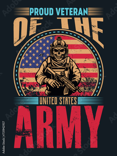 Proud Veteran Of The United States T-shirt Design. Fitness T-shirt Design. T-shirt Design. (ID: 731942937)