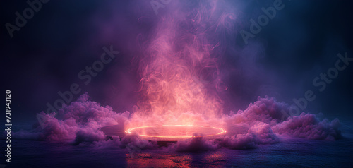 violet flaming circle with a collection of smoke around it