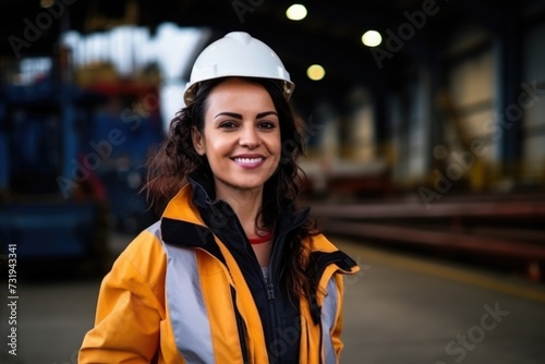 Portrait of a female engineer at shipping port