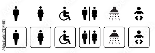 toilet vector icons set, male or female restroom wc photo