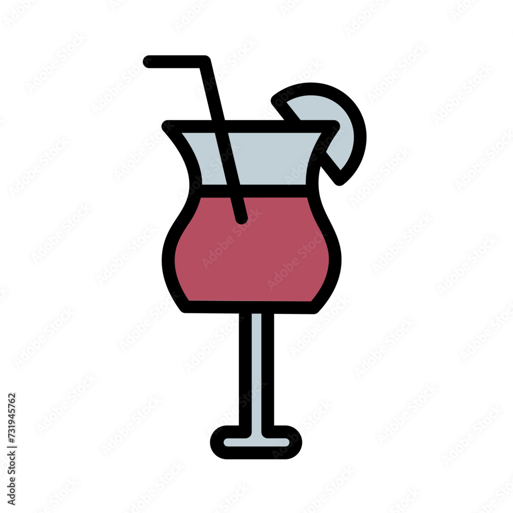 Drink Glass Summer Filled Outline Icon Drink Glass Summer Filled Outline Icon