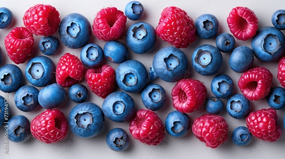blueberries, raspberries and raspberries are arranged in the shape of a rectangle on a white surface. blueberries, raspberries and raspberries are arranged in the shape of a rectangle on a white surface.