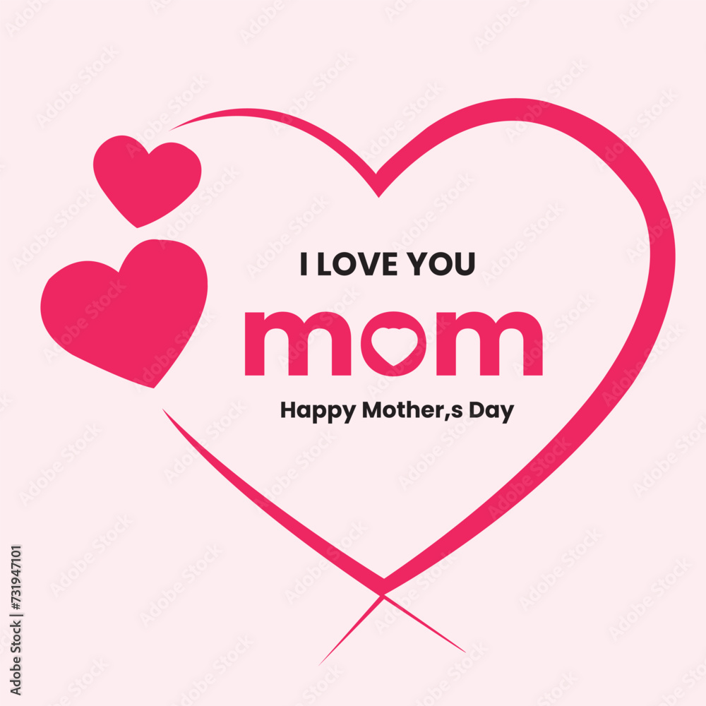  vector love you mom hearts card for mothers day