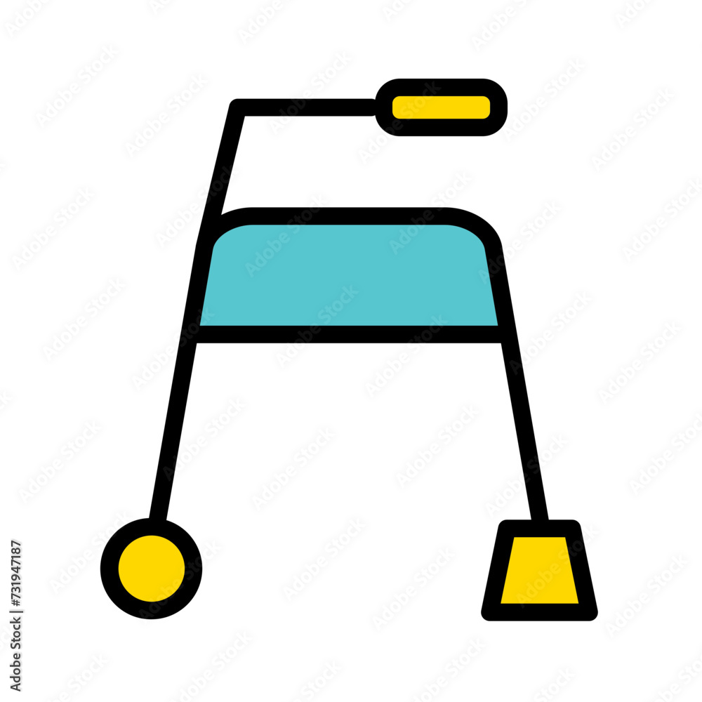 Walker Disable Handicap Filled Outline Icon Walker Disable Handicap Filled Outline Icon