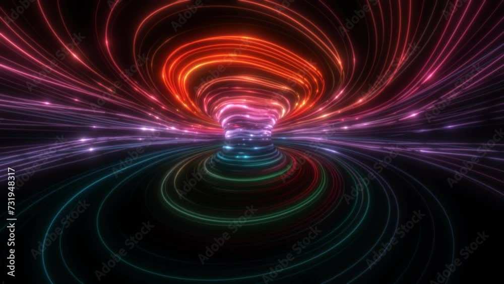 Colorful Light Streaks and Particles Data Flowing Circular Tunnel Seamless Loop Colorful Light Streaks and Particles Data Flowing Circular Tunnel Seamless Loop