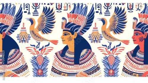 Egyptian inspired vintage design adorned with pharaohic patterns 