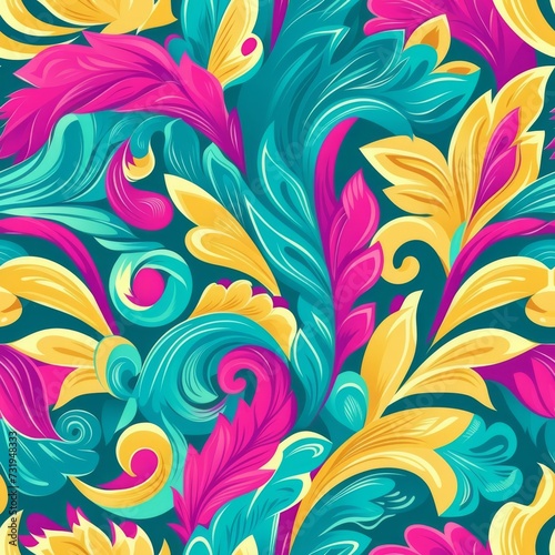 Lush Latin Carnival Floral Pattern. Lush, swirling floral pattern capturing the essence of Latin carnivals.