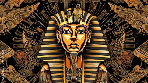 Egyptian inspired vintage design adorned with pharaohic patterns
