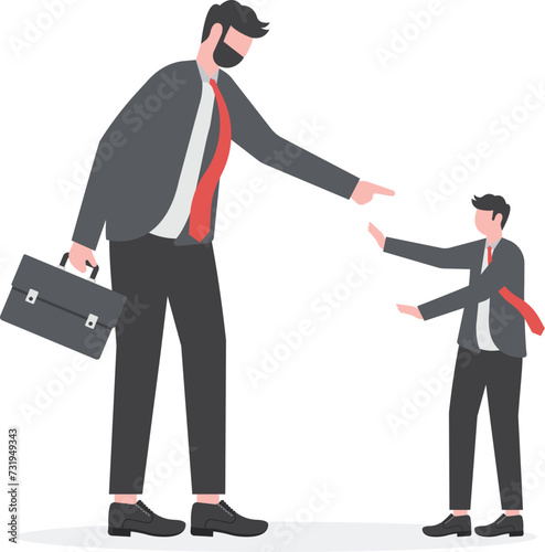 Business Role, businessman being pointed at by his boss. pressure of society

