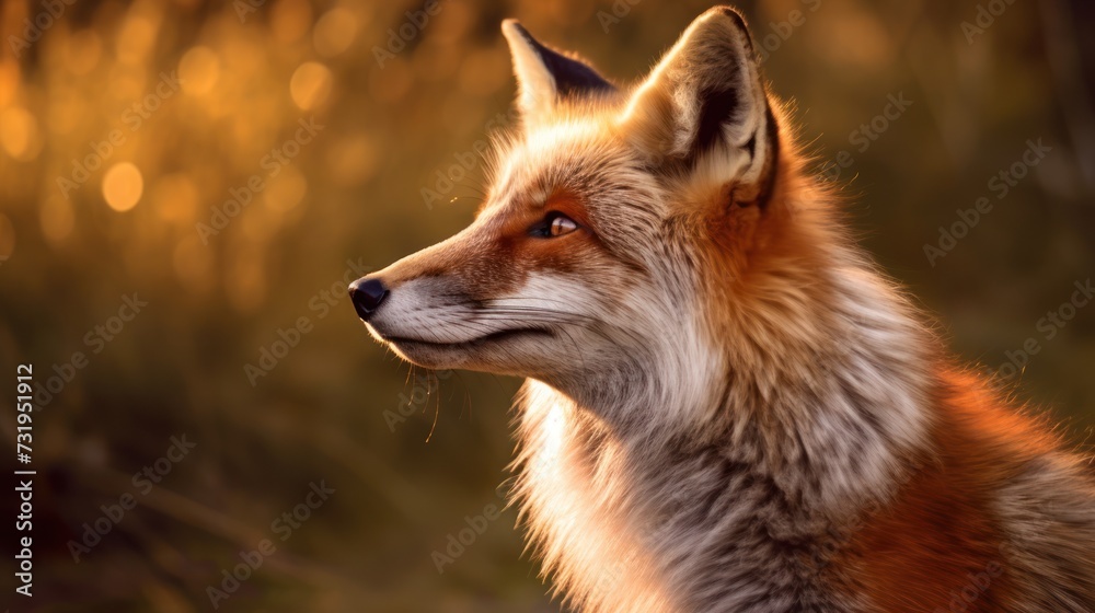 fox sitting at sunrise