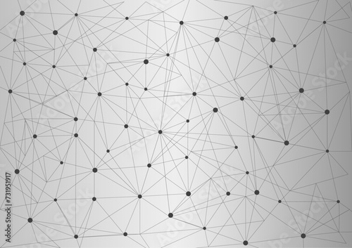 Geometric grey background with connected dots and lines Global network connection