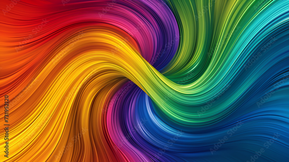 abstract background with rainbow colors, lines and waves on dark background

