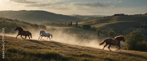 Horses Running through the Field