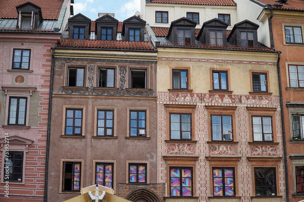 The ancient central square Rynok of Warsaw . Poland