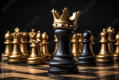 Black chess piece with a gold crown